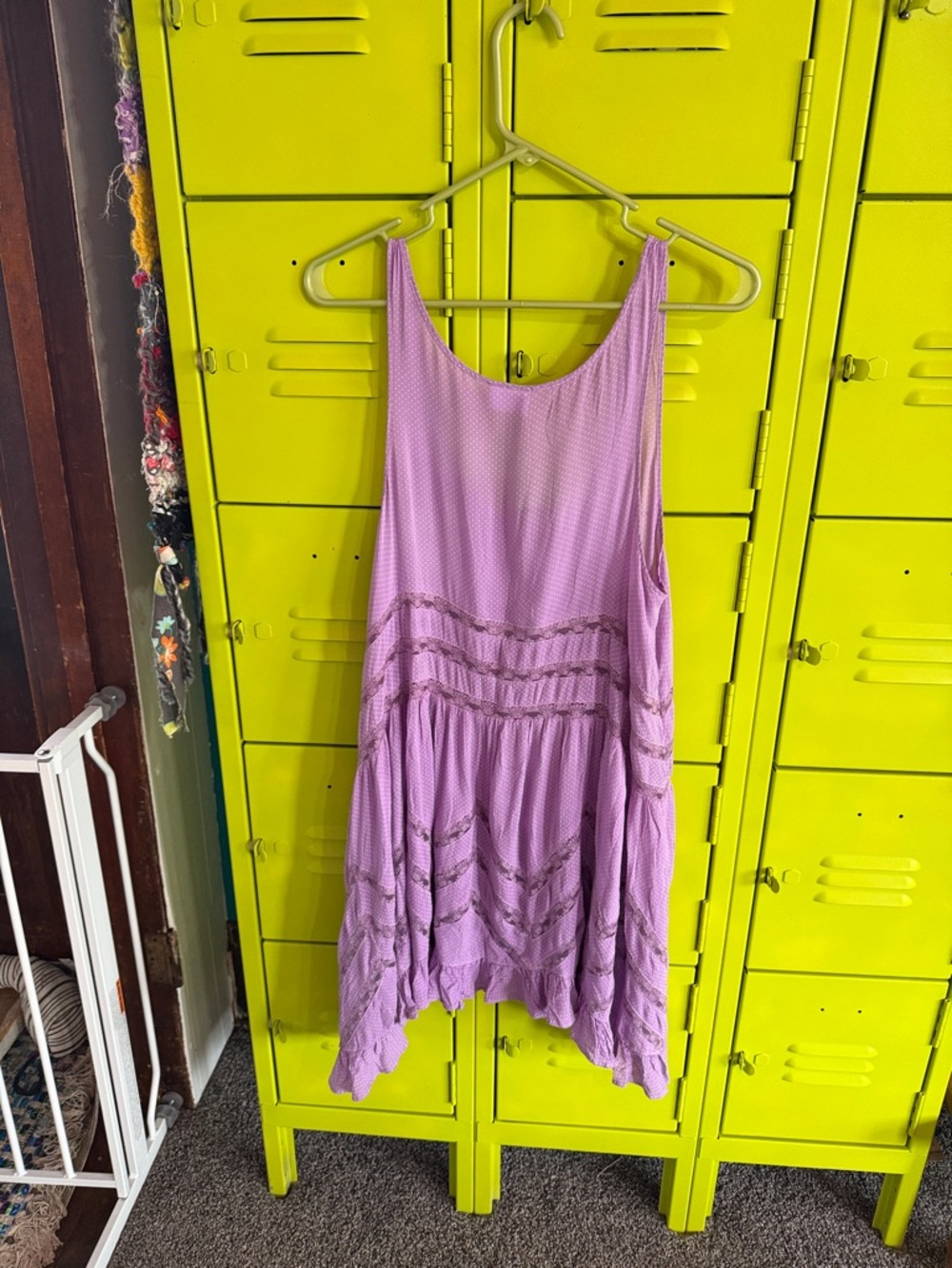 Lavender Scoop-Neck Tank Dress with Lace Trim - Picture 5 of 6